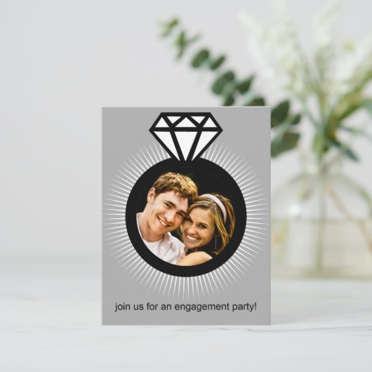 Platinum The Ring Photo Engagement Party Kaart (Staand voorkant)
