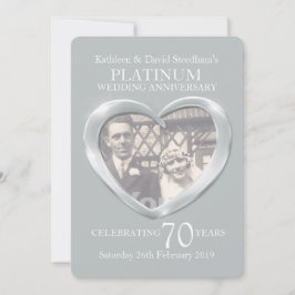 Platinum trouw hart foto 70 jaar feest uitnodiging