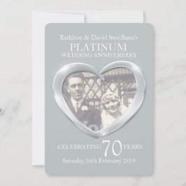 Platinum trouw hart foto 70 jaar feest uitnodiging