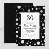 Platinum zilver grijs polka dot zwart 30 verjaarda kaart (Voorkant / Achterkant)