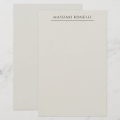 Platinumgrijs Minimalistisch Eenvoudig Modern Eige Briefpapier (Voorkant / Achterkant)