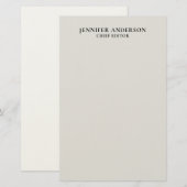 Platinumgrijs professioneel modern eenvoudig minim briefpapier (Voorkant / Achterkant)