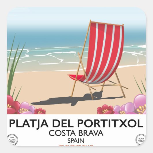 Platja del Portitxol, Costa Brava, Spanje Vierkante Sticker (Voorkant)