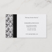 Platnium Damask Monogram Binnenontwerp Visitekaartje (Achterkant)