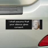 Plato Bumpersticker, Silence geeft toestemming. Bumpersticker (Op auto)