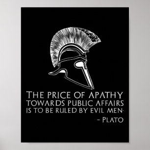 Plato citeert over apathie - Oudgriekse politieke Poster