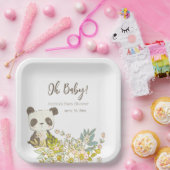 Plato cuadrado Baby Shower Panda Papieren Bordje (Feest)