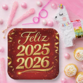 Plato de Papel con Diseño “Feliz 2025–2026” | Deco Papieren Bordje (Feest)