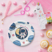Plato De Papel Cumpleaños Astronauta Pink Blue Papieren Bordje (Feest)