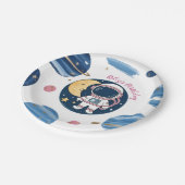 Plato De Papel Cumpleaños Astronauta Pink Blue Papieren Bordje (Gekanteld)
