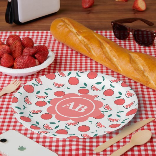 Plato de papel diseño melocotones papieren bordje (Picknick)