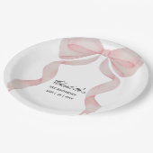 Plato de papel Pink Bow Girls Birthday Papieren Bordje (Gekanteld)