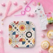 Plato diseño geométrico papieren bordje (Feest)