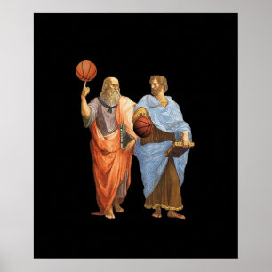 Plato en Aristoteles in epic Basketball Match Poster