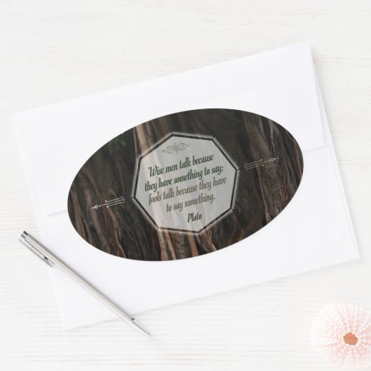 Plato Inspirerend Quote "Wise mannen talk" Ovale Sticker (Envelop)