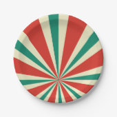 Plato Papel Radial Verde, Rojo y Crema Papieren Bordje (Voorkant)