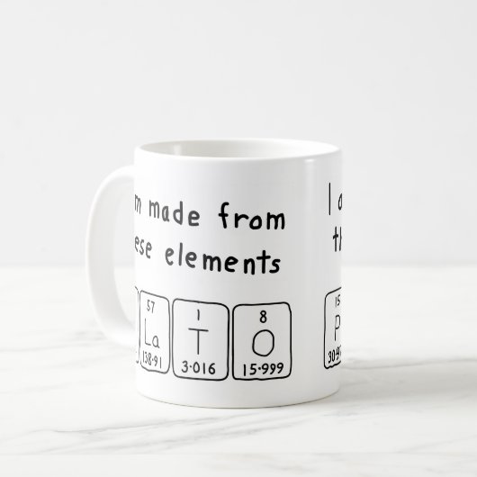 Plato periodieke tabelnaam mok (Voorkant links)