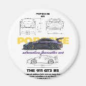 Plato porsche 911 GT3 RS Magneet (Voorkant)