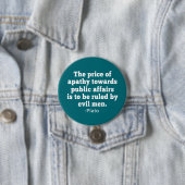 Plato Quote over het gevoel voor politiek Ronde Button 7,6 Cm (In situ)