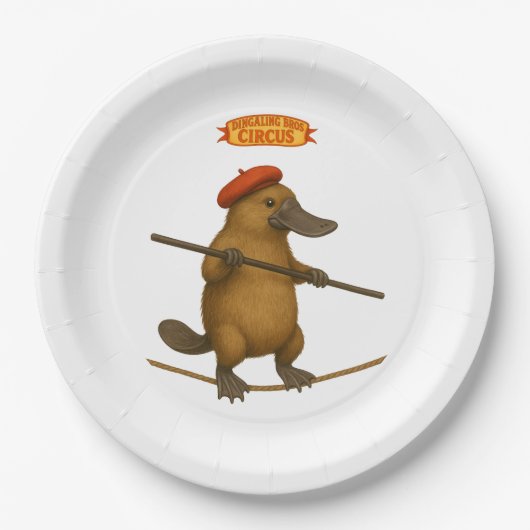 Plato vogelbekdier koorddanser papieren bordje (Voorkant)