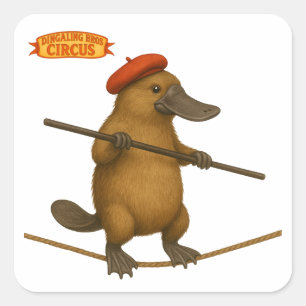 Plato vogelbekdier koorddanser vierkante sticker