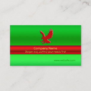 Platoping Red Eagle on green metallic look-effect Visitekaartje