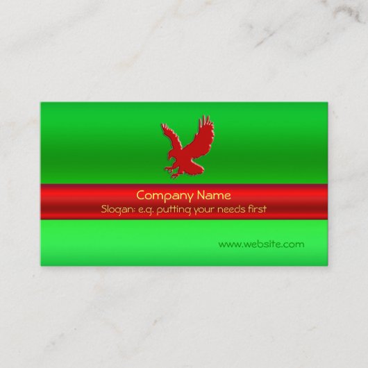 Platoping Red Eagle on green metallic look-effect Visitekaartje (Voorkant)