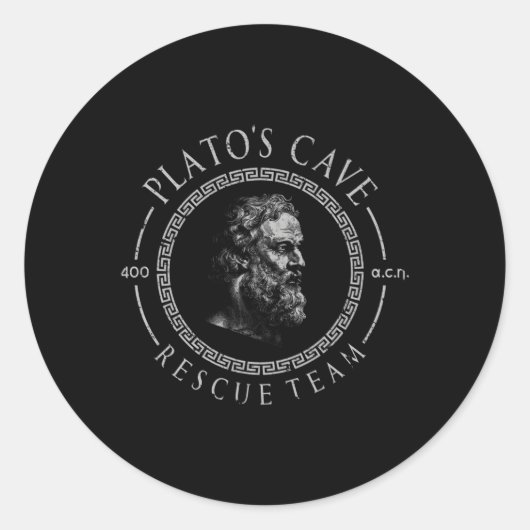 Platos Cave Rescue Team Oudgrieks Plato Philos Ronde Sticker (Voorkant)