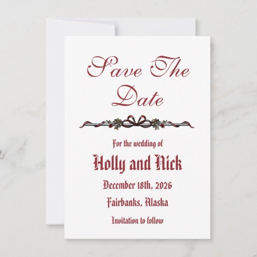 Platte aankondigingskaart 'Save The Date' Aankondiging (Voorkant)