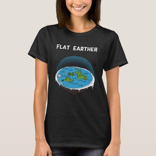 Platte Aarde Platte Aarde Kaart Samenzwering 3 T-shirt (Voorkant)
