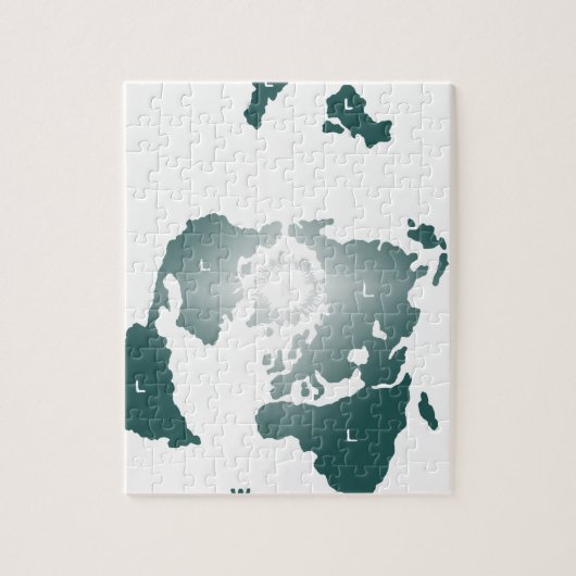 Platte aardenkaart, Azimuthal Equidistant Map Zete Legpuzzel (Verticaal)