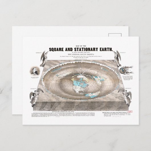 Platte aardenkaart briefkaart (Voorkant / Achterkant)