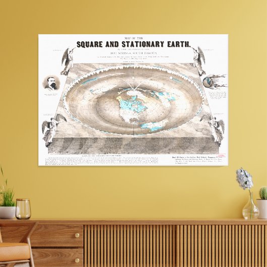 Platte aardenkaart canvas afdruk (Insitu (Woonkamer))