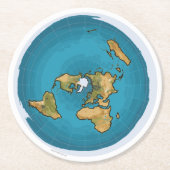 Platte aardenkaart ronde kartonnen onderzetter (Voorkant)