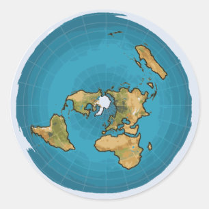 Platte aardenkaart ronde sticker