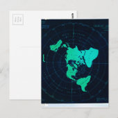 Platte aardkaart (Azimuthal equidistant projection Briefkaart (Voorkant / Achterkant)