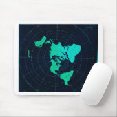 Platte aardkaart (Azimuthal equidistant projection Muismat (Met muis)