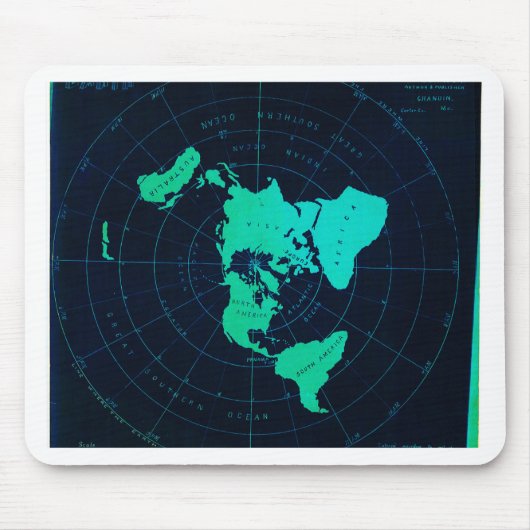 Platte aardkaart (Azimuthal equidistant projection Muismat (Voorkant)