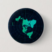 Platte aardkaart (Azimuthal equidistant projection Ronde Button 5,7 Cm (Voorkant)