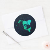 Platte aardkaart (Azimuthal equidistant projection Ronde Sticker (Envelop)