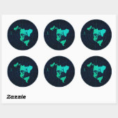 Platte aardkaart (Azimuthal equidistant projection Ronde Sticker (Vel)