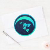Platte aardkaart (Azimuthal equidistant projection Ronde Sticker (Envelop)