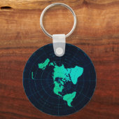 Platte aardkaart (Azimuthal equidistant projection Sleutelhanger (Voorkant)