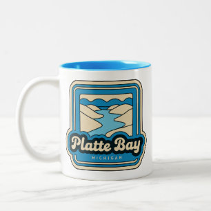 Platte Bay 70s Retro Michigan Vintage Tweekleurige Koffiemok