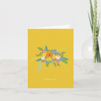 Platte bedankkaart - Geel botanisch