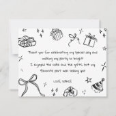 Platte bedankkaart, handgetekend bedankkaart (Achterkant)