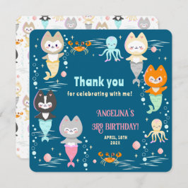 Platte bedankkaart voor 3e verjaardag.