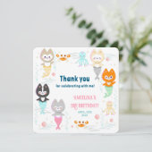 Platte bedankkaart voor 3e verjaardag. (Staand voorkant)