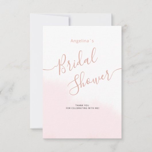 Platte bedankkaart voor een bruidsfeest. (Voorkant)