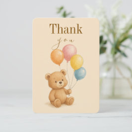 Platte bedankkaart voor verjaardag met teddybeer